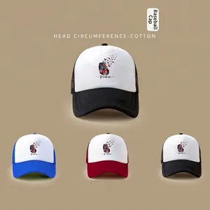 Freedom Butterfly American Flag Print Trucker Hat Mesh Baseball Cap Breathable Cotton Adjustable Outdoor For Men Women