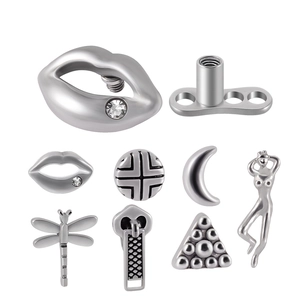 Dermal Anker Top Edelstahl Körperpiercing Schmuck Sichelmond Libelle Reißverschluss Dreieck Innengewinde Kleiner Stecker