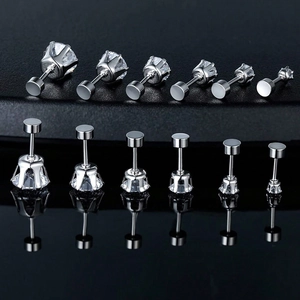 Stainless Steel Cubic Zirconia Stud Earrings For Women Men Six-Prong Screw Back Flat Back Cartilage Piercing Jewelry