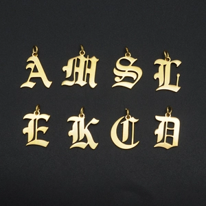 Golden Gothic initial pendants made of stainless steel for DIY jewelry making
