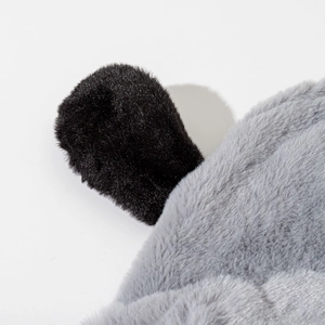Graue Webpelz-Fischerhut mit Hundeohren und süßer Stickerei für warme Winteroutfits