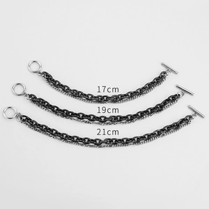 Double-layered titanium steel men's chain bracelets in three sizes 17cm 19cm 21cm