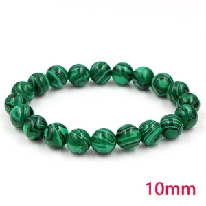 Bracciale elastico di malachite da 10 mm con perline verdi in pietra naturale