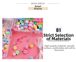Close-up of DIY jewelry kit showing colorful beads and tools in a plastic storage box