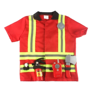 7-piece kids firefighter costume set with jacket extinguisher axe and radio for role play