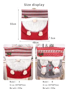 Tableau des tailles pour housses de chaise de Noël 55x48cm avec motif de gnome
