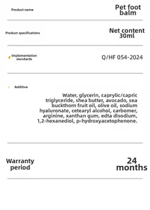 Detaillierte Inhaltsstoffliste der 30ml Pfotenbalsam mit Sheabutter und Avocadoöl