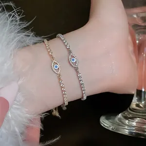 Elegant zircon evil eye bracelets in gold and silver finish with sparkling accents