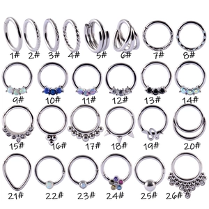 Variety of stainless steel nose rings and earrings with opal and zircon in 26 styles