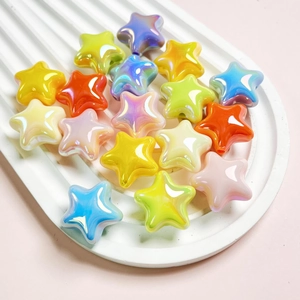 Colorful UV-plated star beads set for DIY jewelry and phone chain making