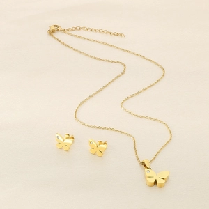 Butterfly Necklace Earrings Bracelet Jewelry Stainless Steel Rhinestone Inlaid Elegant Minimalist For Women