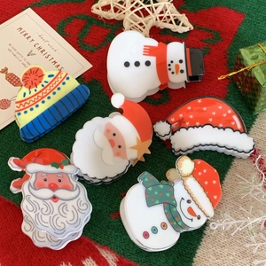 Set of 6 cute acrylic Christmas hair claws with Santa, Snowman and hat designs