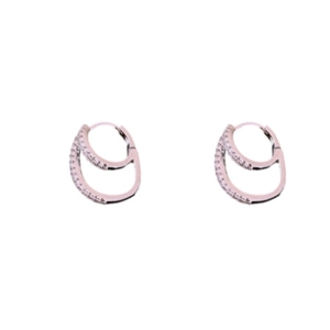 Minimalist double hoop zircon earrings in rose gold finish for a sophisticated look