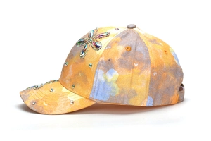 Berretto da baseball colorato per bambini con fiori di strass e visiera parasole.