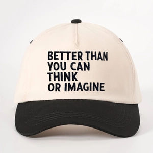 Vintage baseball cap with 'Better Than' embroidery and contrast brim in cream and black