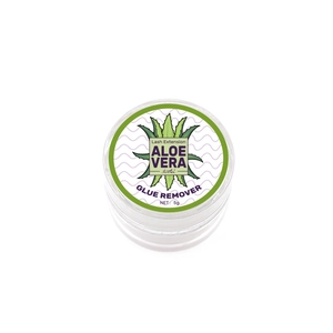 Detailed view of 5g aloe vera lash extension glue remover pot on a clean white backdrop