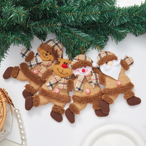 Christmas plush ornaments set including Santa, snowman, bear, and reindeer hanging decorations