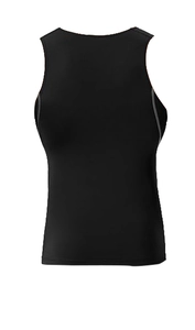 Close-up detail of high-elasticity black compression sports vest for gym training