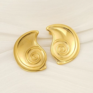Boucles D'oreilles Clous Conque Spirale Acier Inoxydable 304 Plaqué Or 18K Coquille Nautilus Bijoux Vintage Pour Femmes