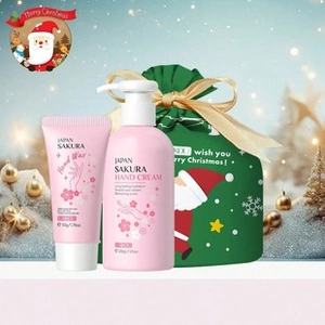 Laikou Japanese Sakura hand care gift set with 50g hand wax and 200g cream in festive bag