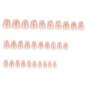 Lot de 30 faux ongles œil de chat French rose nude dégradé de forme ballerine