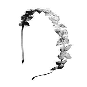 Elegant silver Baroque butterfly headband with faux pearls for a Greek goddess look