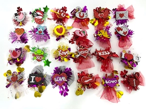 Collection de barrettes de la Saint-Valentin avec cœurs en tulle et paillettes