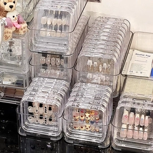 Transparent acrylic storage box for nails and badges with alcohol pads included