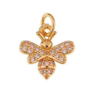 Ciondolo ape dorata con zirconi bianchi per la creazione di gioielli e accessori fai da te