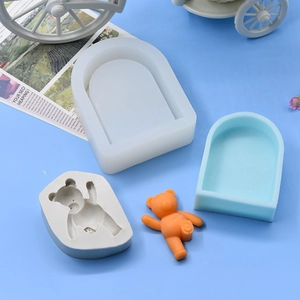 Set di stampi in silicone ad arco con orsetto per decorare candele e torte fai-da-te