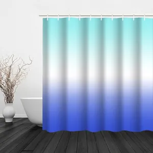 Tenda da doccia in poliestere impermeabile con sfumatura dal blu cielo al blu navy