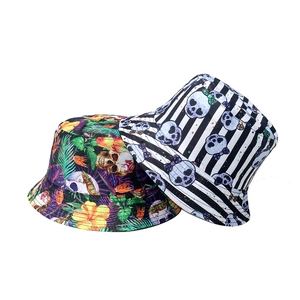 Chapeau Bob Imprimé Crâne Polyester Pare Soleil Feuille Palmier Tropical Rayé Punk Hip Hop Streetwear Pour Hommes