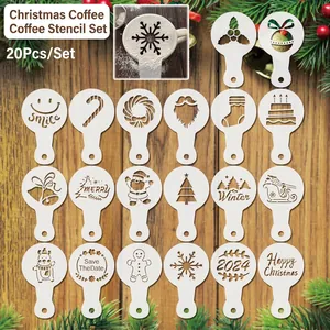 Christmas Coffee Stencils Plastic Cake Decorating Templates For Latte Art Baking Holiday Party Novelty Patterns