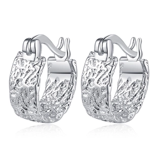 Niche Design Irregular Lava Texture C-Shaped Hoop Earrings For Women Copper Jewelry With 925 Sterling Silver Earring Post