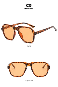 Detailed views of retro tortoiseshell aviator sunglasses with orange tinted lenses