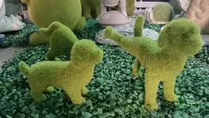 Flocked Artificial Moss Animal Figurine Dog Cat Resin Statue For Garden Patio Outdoor Yard Decor Creative Topiary Ornament