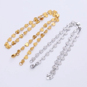Handmade 18k gold plated stainless steel heart link necklace in gold and silver