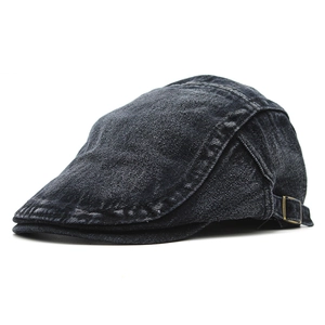 Vintage Washed Denim Beret Hat Adjustable Flat Cap Ivy Newsboy Hat Retro Unisex Breathable Sun Shade