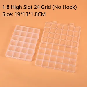 Clear 24-compartment plastic storage box 19x13x1.8cm for jewelry and small parts