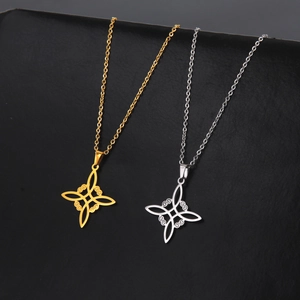 Minimalistische keltische Knoten Halskette aus Edelstahl in Gold und Silber Optik