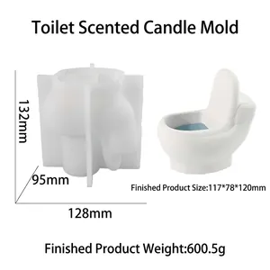Creative toilet shaped silicone mold for DIY scented candles and succulent planters