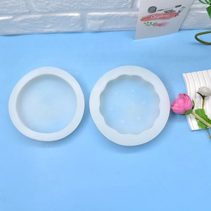 Set of two round emoji cookie mousse cake silicone molds for DIY baking and handmade crafts