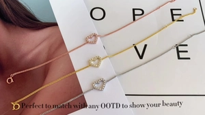 Three-color silver heart bracelets in gold and rose gold with white zircon detailing