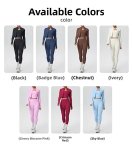 Three-piece yoga set color options including jacket, sports bra, and high-waist leggings