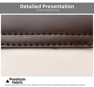 Detailed close-up of brown and cream leather stitching on a mini crossbody bag