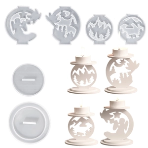 Set di 6 stampi in silicone fai-da-te per portacandele in resina a tema foresta