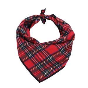 Classic red plaid dog bandana for Christmas parties made of high-quality textile fabric
