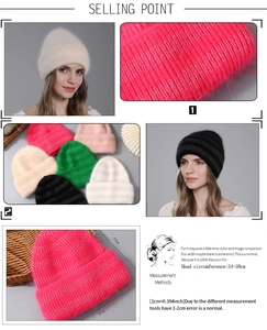Detail of 100% raccoon fur winter beanie showing ribbed knit texture and multi-color options