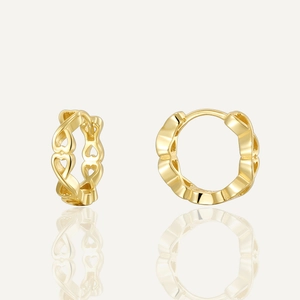 S925 Sterling Silver 14K Gold Plated Minimalist Hollow Heart Hoop Earrings For Women Geometric Jewelry Gift