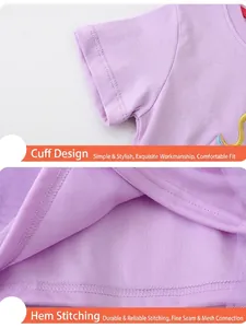 Robe de princesse violette pour filles avec revers en coton et détails de jupe en tulle